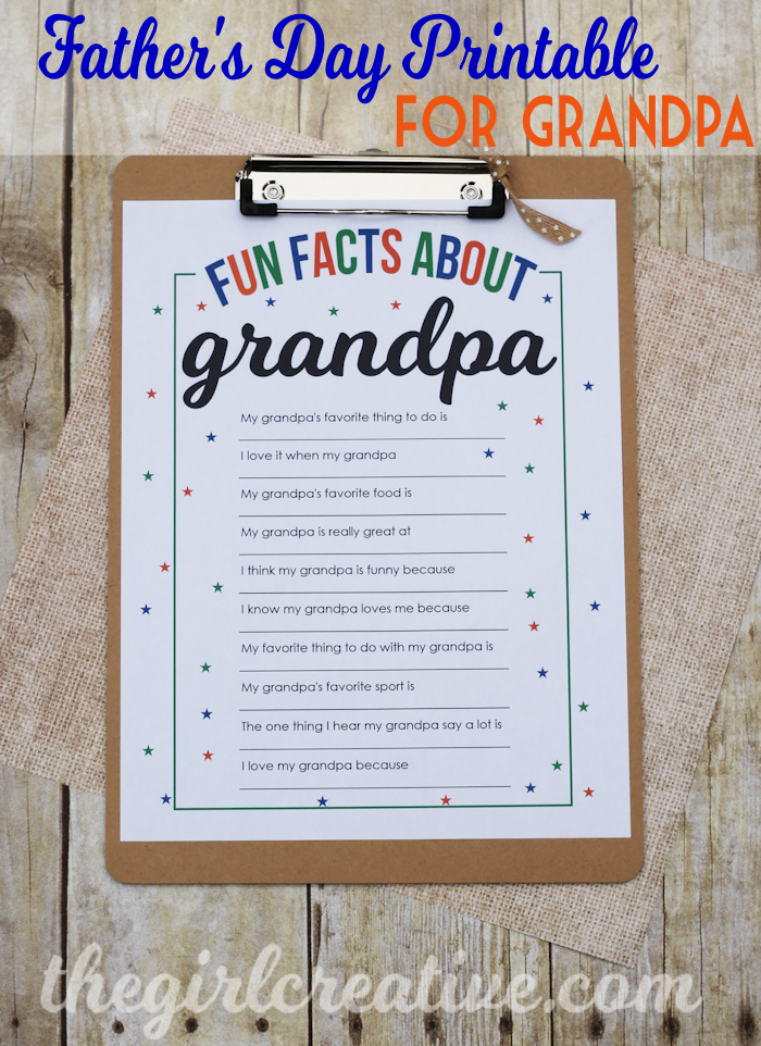 Fun Facts About Grandpa - The Girl Creative