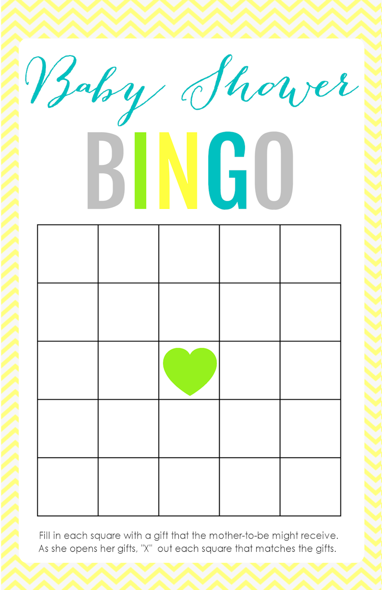 List Of Baby Shower Bingo Games Free Printable