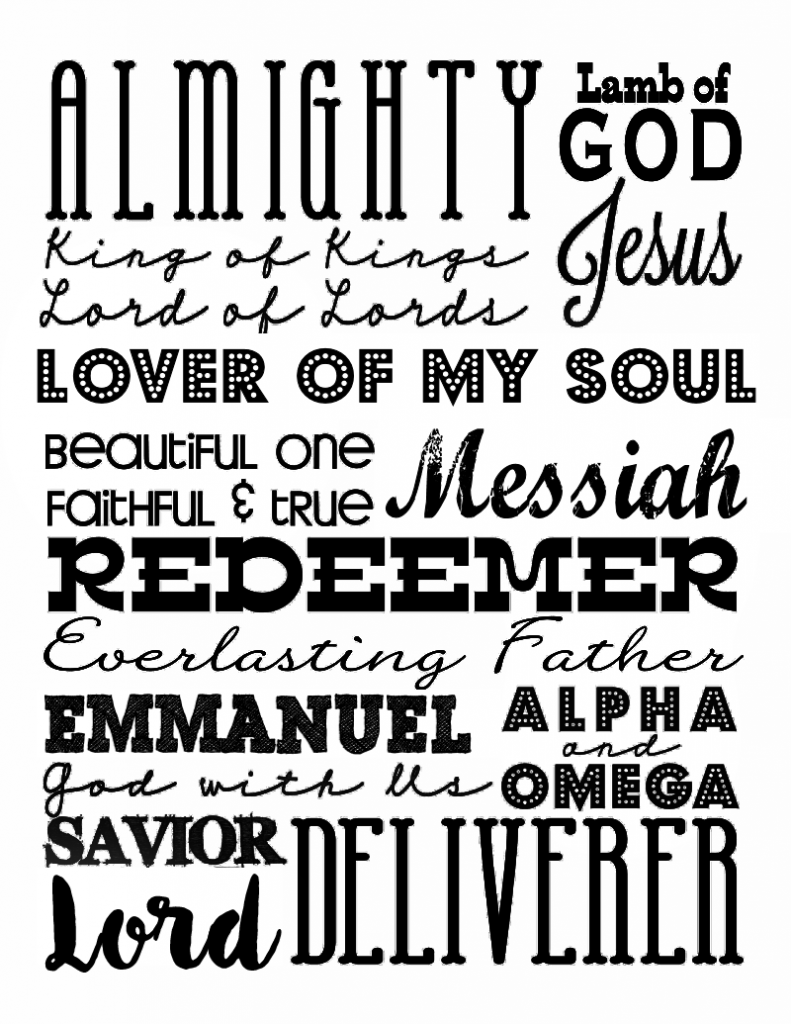 Easter Subway Art Printable - all of the names of Jesus that we know and love in one place. 