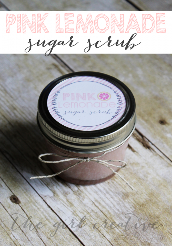 Pink Lemonade Sugar Scrub with free printable labels