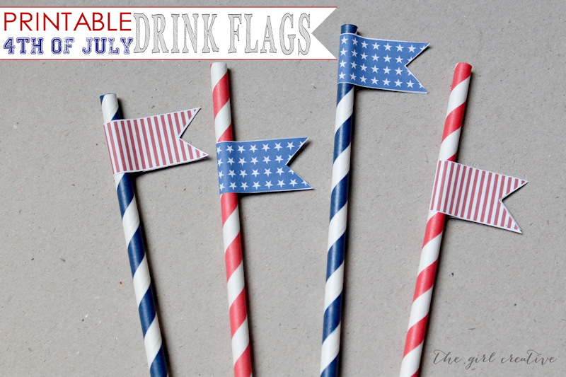 Printable 4th of July Drink Flags