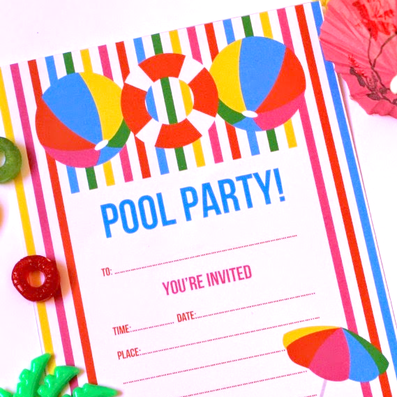 Free Printable Summer Pool Party Invitation