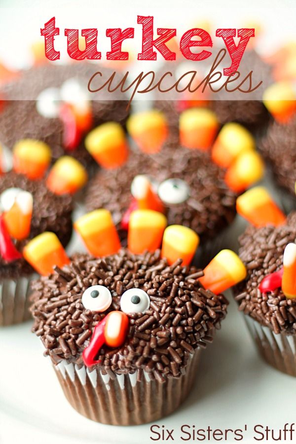 Thanksgiving Desserts-Turkey Cupcakes-Six Sisters Stuff