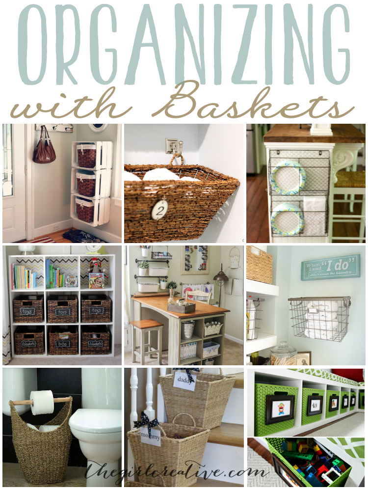 Organzing with baskets is a fun and practical way to help you get and stay organized. Whether it's keeiping your office, craft room or just your living spaces organized, using baskets can help with the clutter. Plus they look nice in any room. 