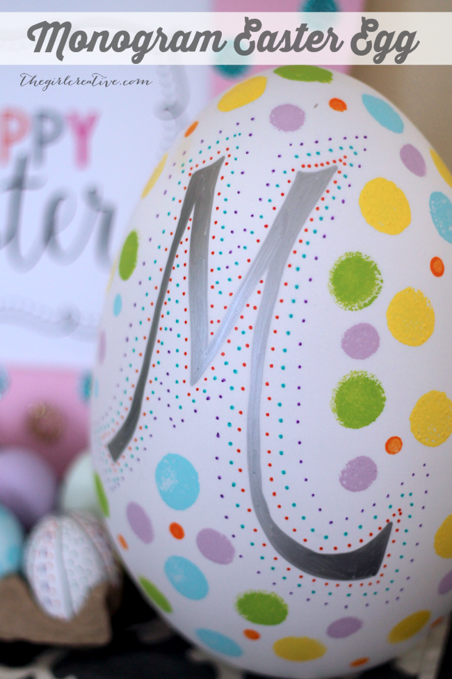 Monogram Easter Egg | The Girl Creative Simple and easy Easter decor project using faux egg and paint.
