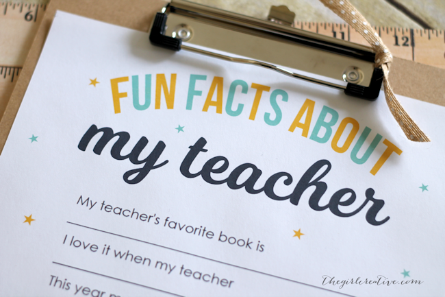 Teacher Appreciation Printable: Fun Facts About My Teacher