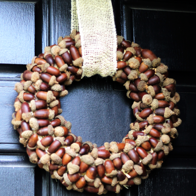 This DIY Acorn Wreath is perfect for your front door or your fall mantel. Easy to make and can be used year after year.