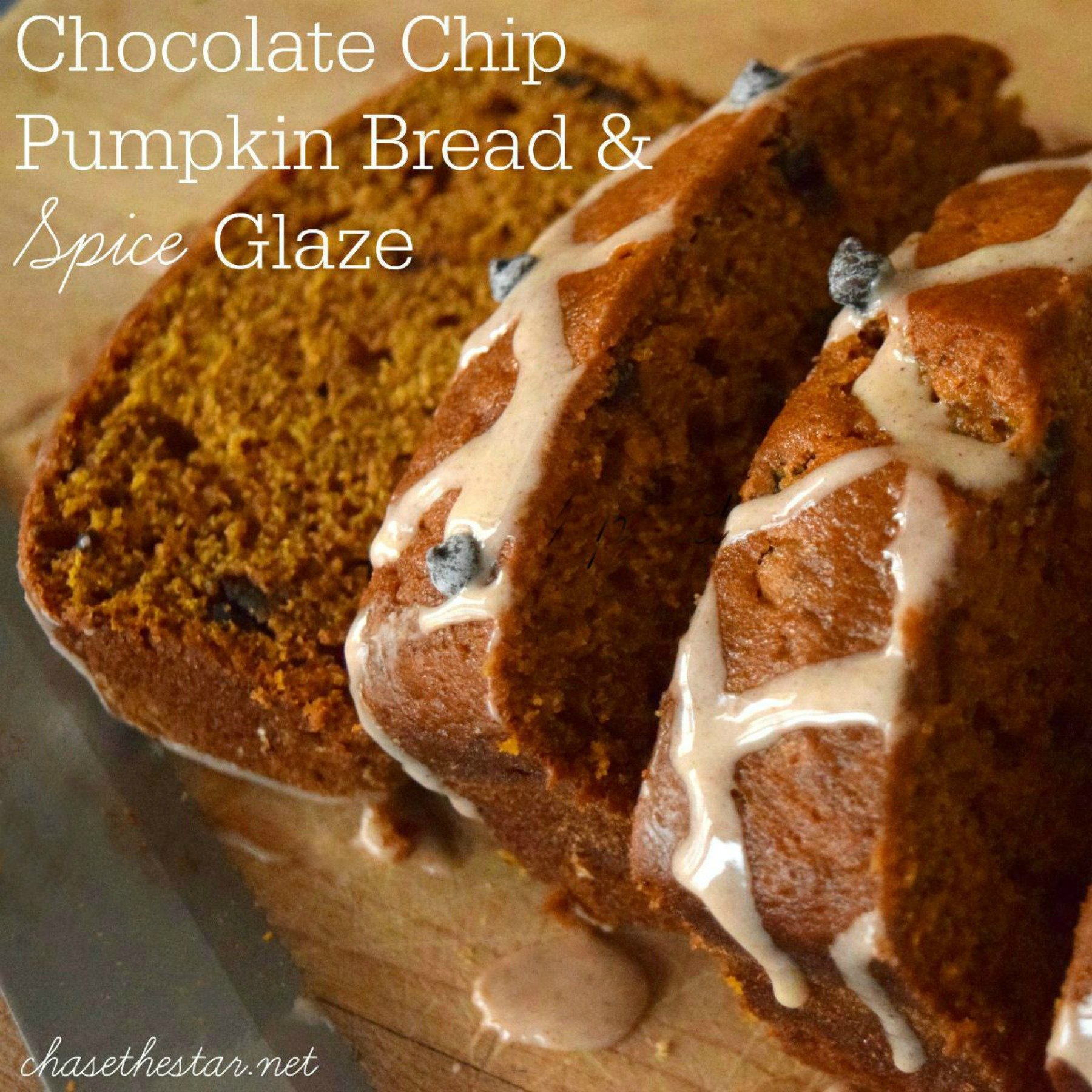 Chocolate Chip Pumpkin Bread and Spice Glaze #recipe #fallFood #pumpkin #fall 1800x