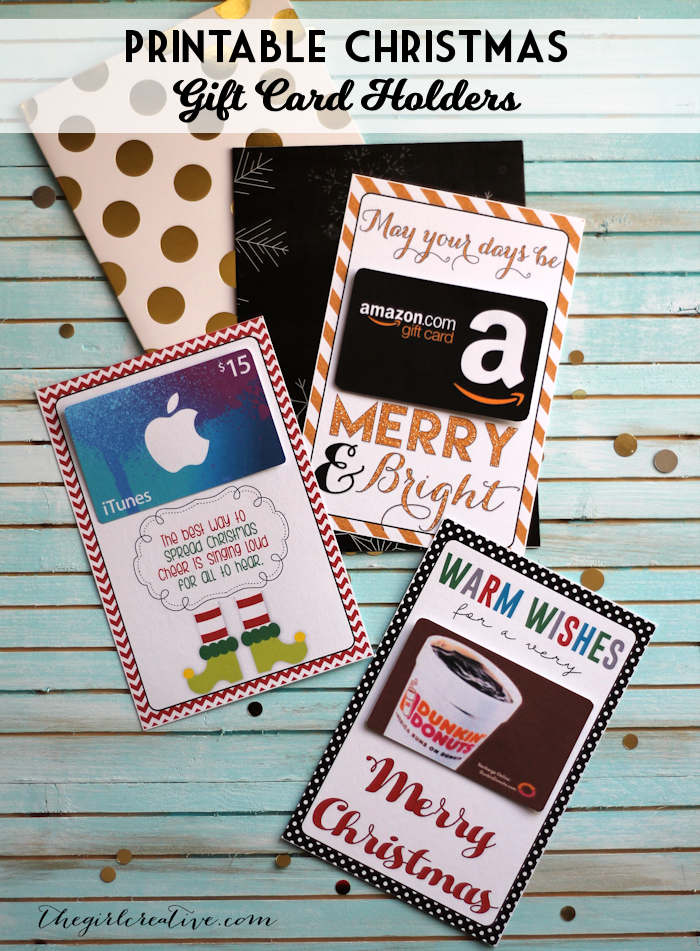 Printable Christmas gift card holders - great of neighbor or teacher gifts. Christmas printables, neighbor gift ideas, teacher christmas gifts