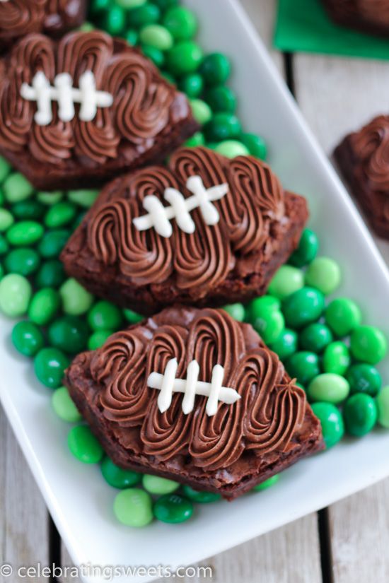 frosted football brownies