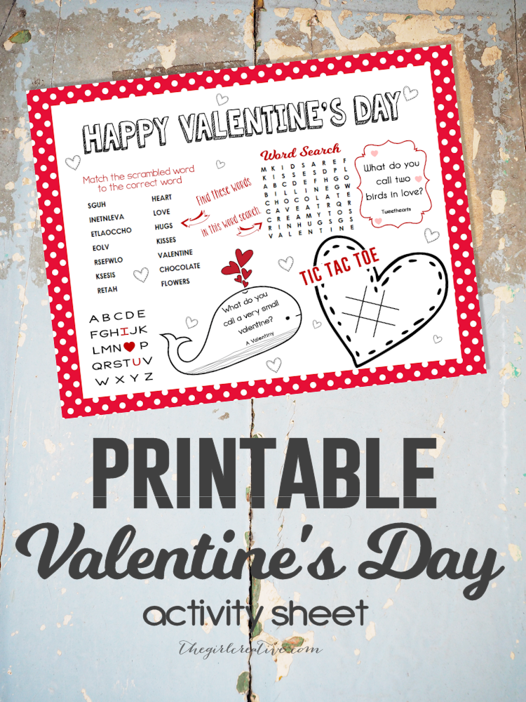 Valentine's Day Activity Sheet - Print them out and use them for place mats during your Valentine's Day breakfast. Laminate them and use them over and over again!
