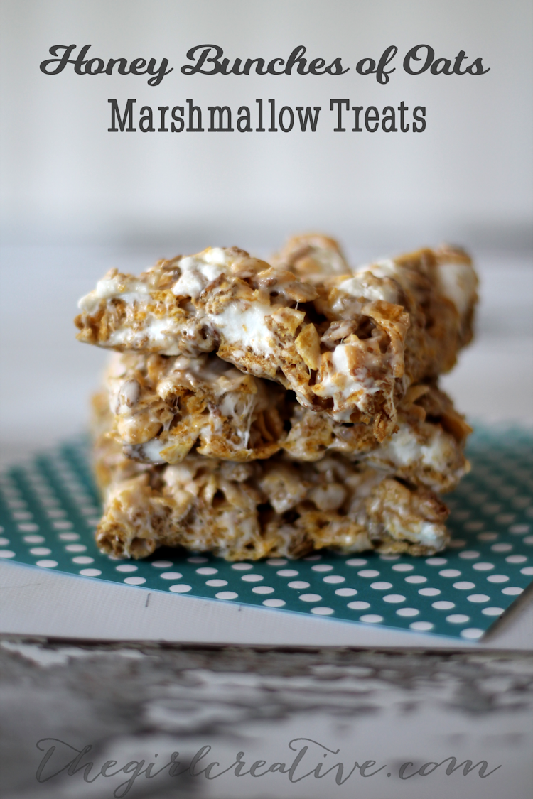 Honey Bunches of Oats Marshmallow Treats -Take marshmallow treats to a whole new level and use Honey Bunches of Oats instead. Great snack idea for after school.