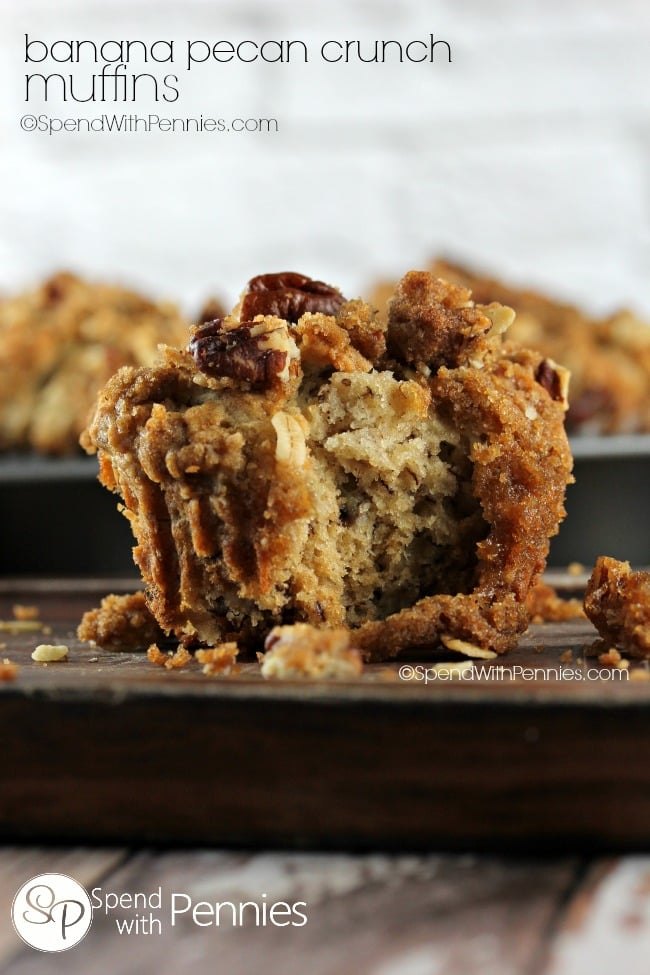 banana pecan crunch muffins-spend with pennies