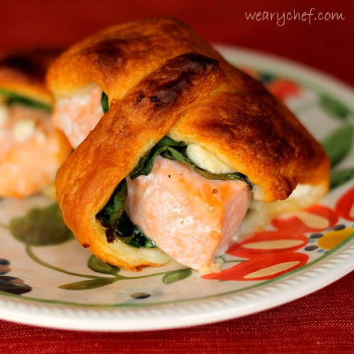 salmon crescent rolls with feta -weary chef