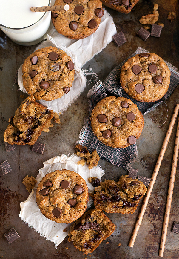skinny peanut butter chocolate banana muffins-chelsea's messy apron