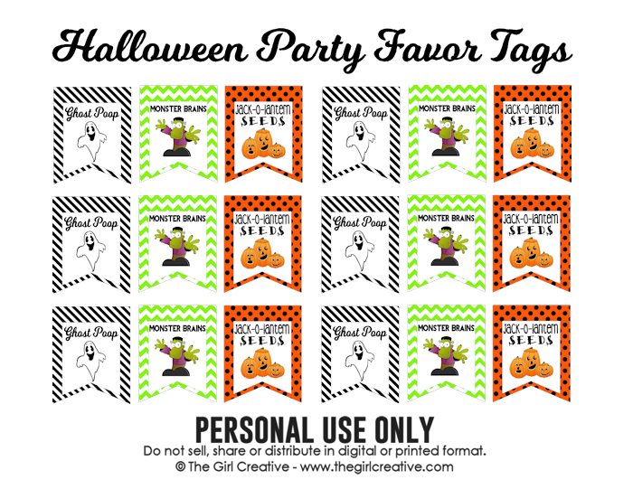 Halloween Test Tube Party Favors with Printable Tags - Ghost Poop, Monster Brains, Jack-o-Lantern Seeds