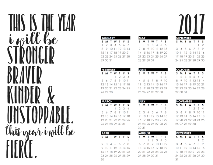 2017 Year-at-a-Glance Calendar