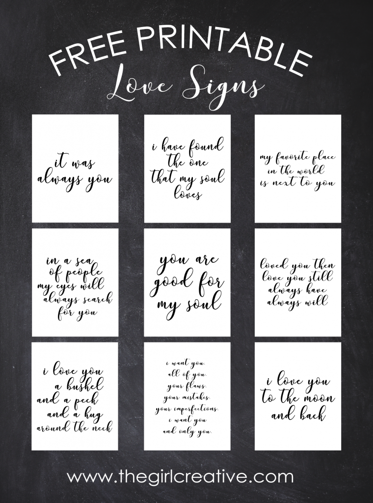Free Printable Love Signs | Wedding Quotes, Valentine's Day Signs