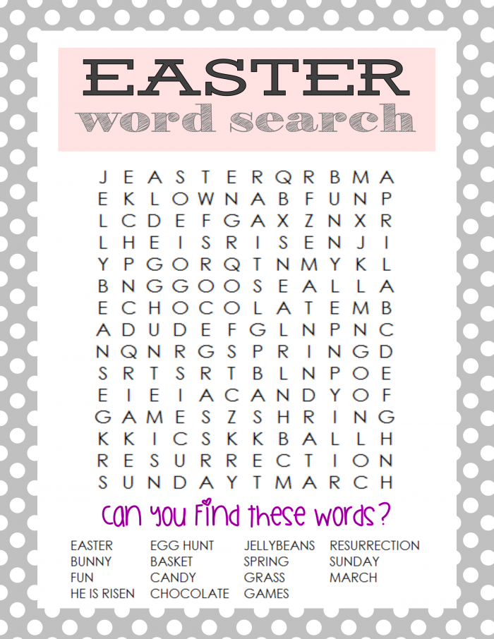 Printable Easter Word Search - perfect combination of challenging and fun
