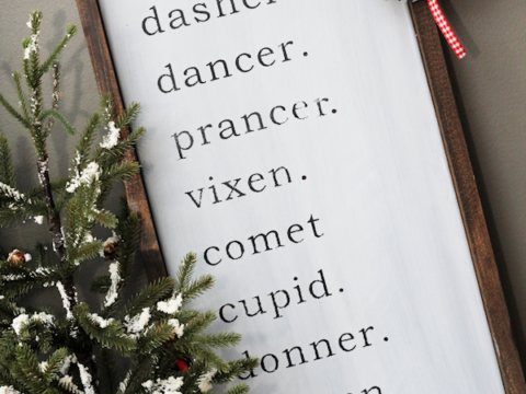 DIY Farmhouse Reindeer Names Sign | Reindeer Names SVG File | Farmhouse Christmas Decorations