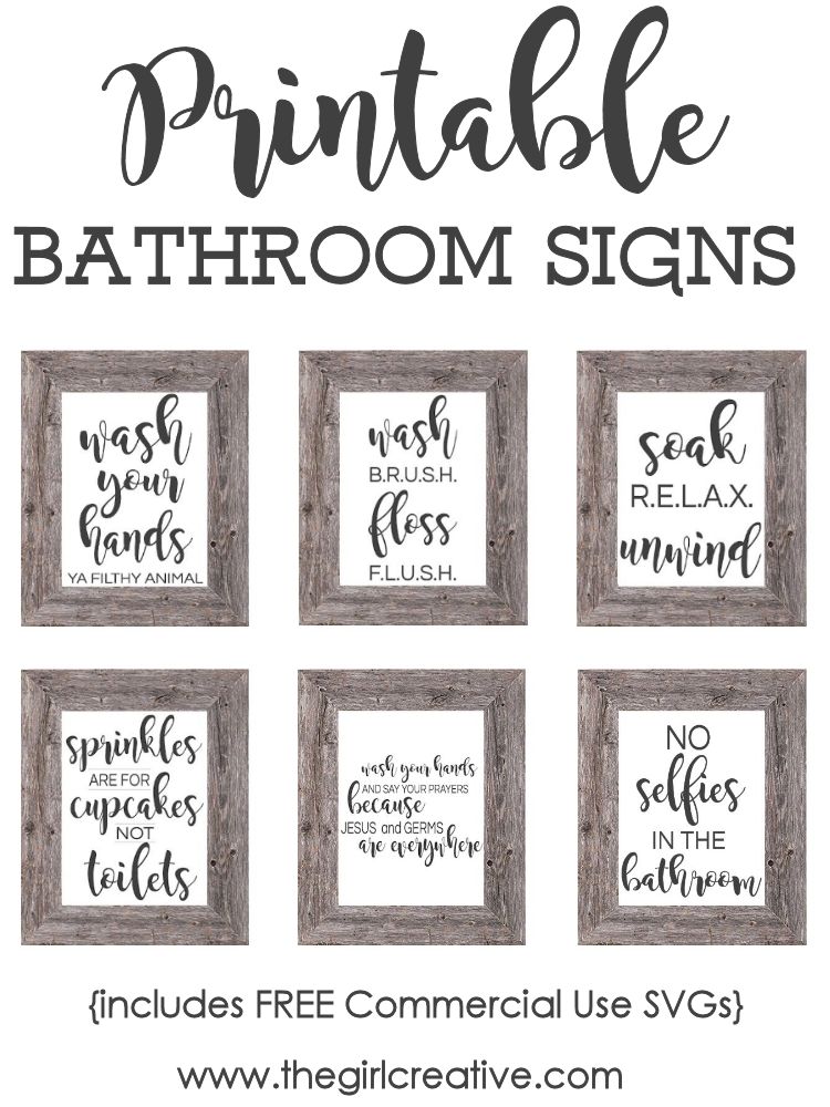 6 Printable Bathroom Signs PDF The Girl Creative