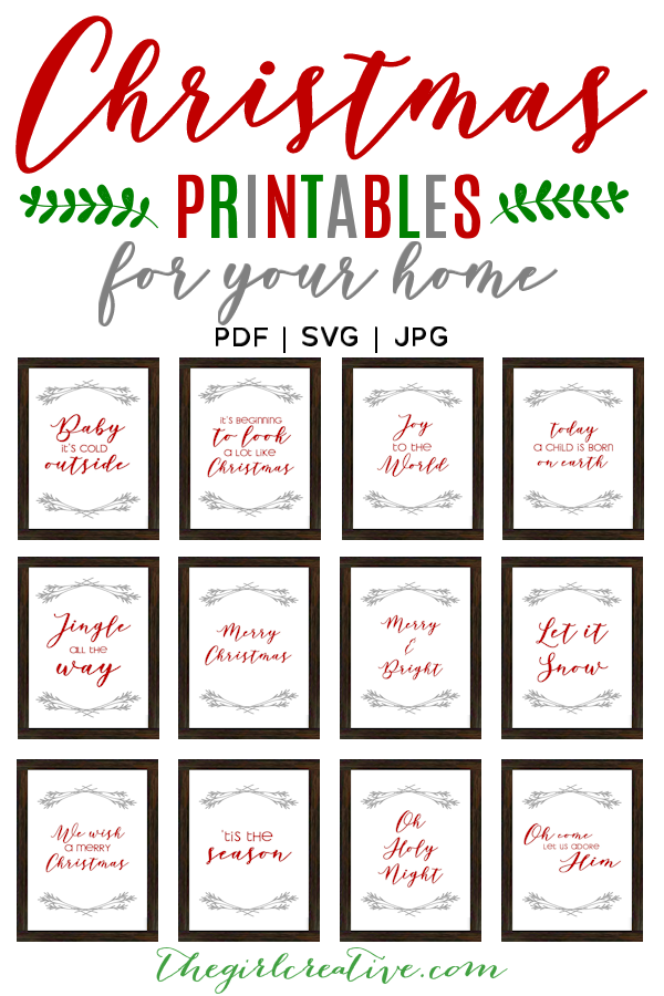 Christmas Printables for Your Home | Free Printable Christmas Signs Including Cut Files for Silhouette and Cricut