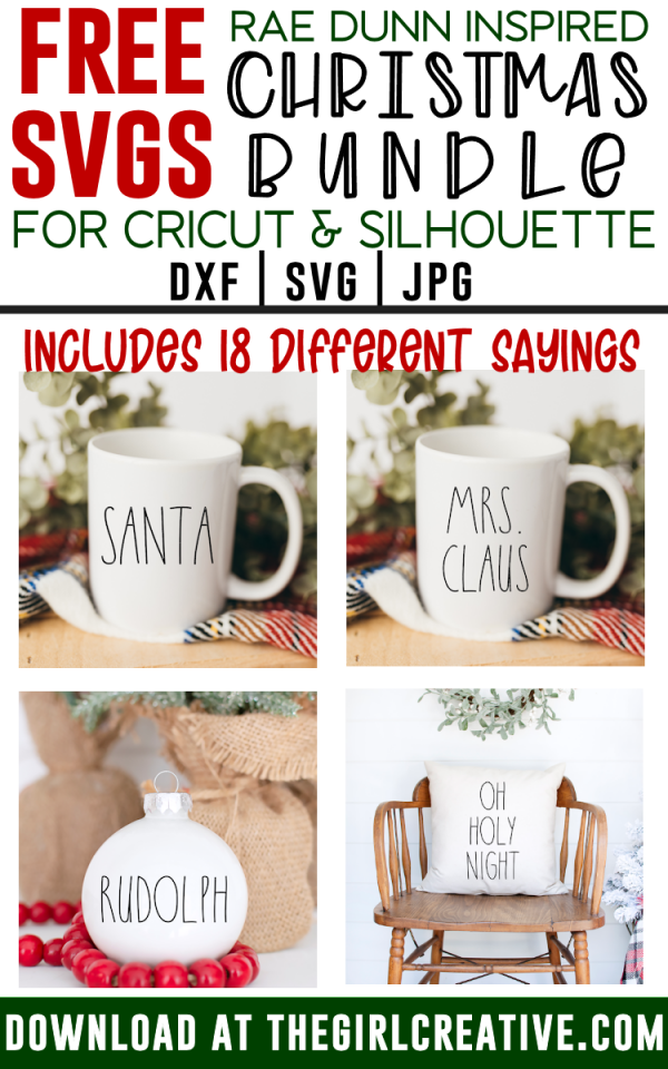 FREE Rae Dunn Inspired Christmas SVG Bundle - The Girl Creative