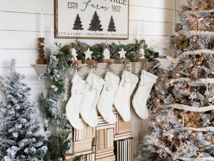 Image for Book Fireplace and White Knit Stockings
