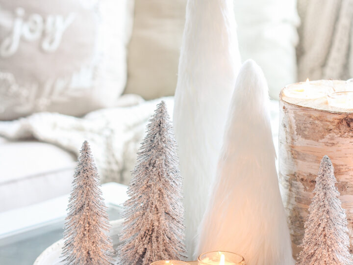 Image for White Fur Christmas Trees and Birch Candles

