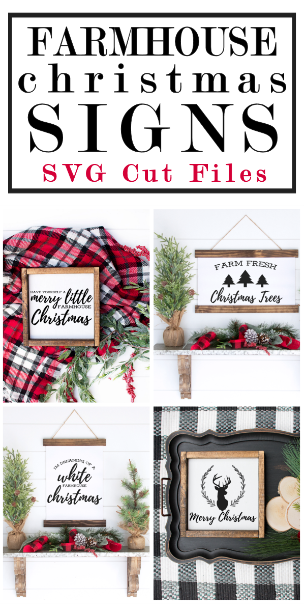SVG Cut files for Silhouette and Cricut to make your own Farmhouse Christmas Signs.