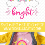 Shine Bright SVG Cut File for Silhouette and Cricut | Rainbow T-shirt Design for Kids