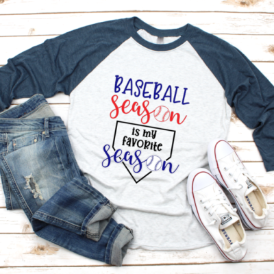 Baseball Season is My Favorite Season FREE SVG to DIY your own t-shirt using your Silhouette or Cricut.