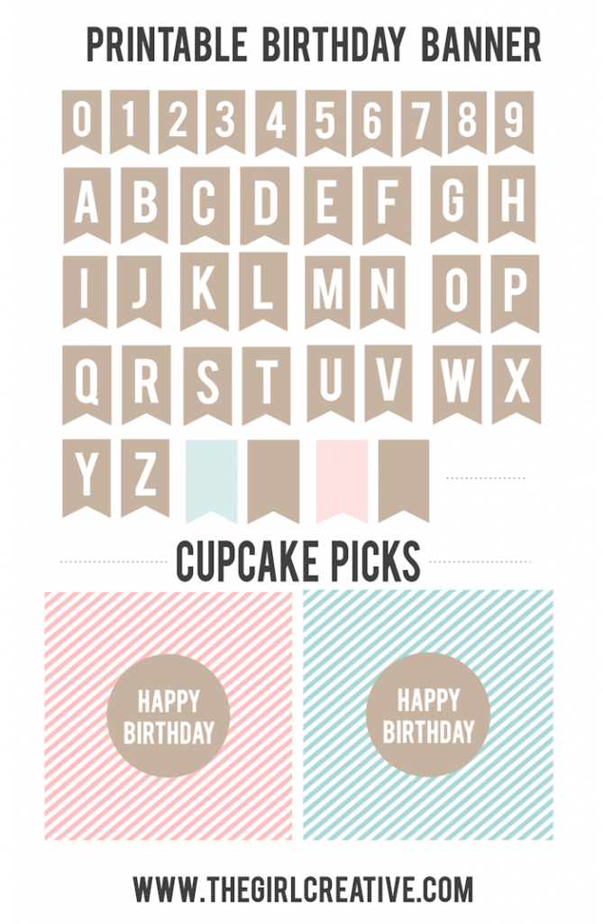 Numbers and Letters to show design of free printable birthday banner