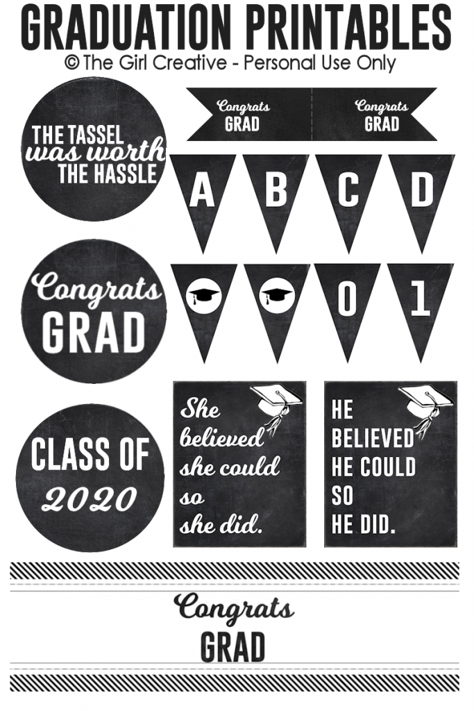 Download Free Graduation Printables For Class Of 2020 The Girl Creative