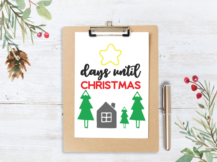 Image for Free Christmas Countdown Printable + SVG