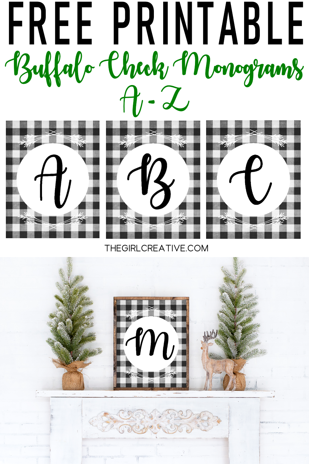 Free Printable Buffalo Check Monograms - The Girl Creative