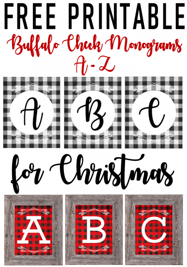 Free Printable Buffalo Check Monograms - The Girl Creative