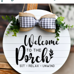 Wood Round Porch Sign with Bow