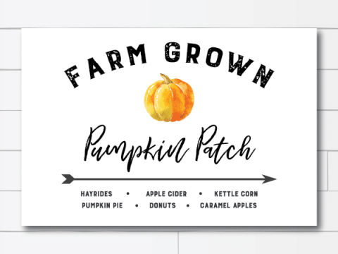 Image for Watercolor Pumpkin Patch Sign Free Printable // Home Sweet Farm Home