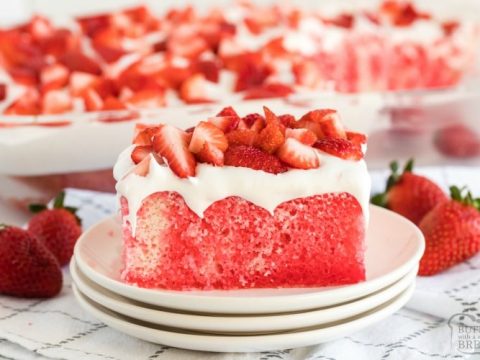 Image for STRAWBERRIES & CREAM POKE CAKE