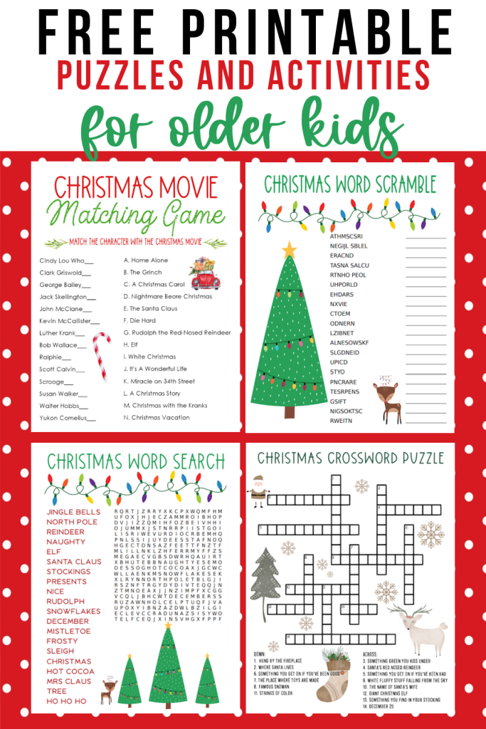 Christmas Printables for Older Kids