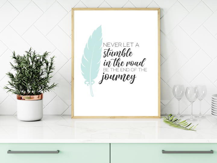 Image for NEVER LET A STUMBLE IN THE ROAD BE THE END OF THE JOURNEY