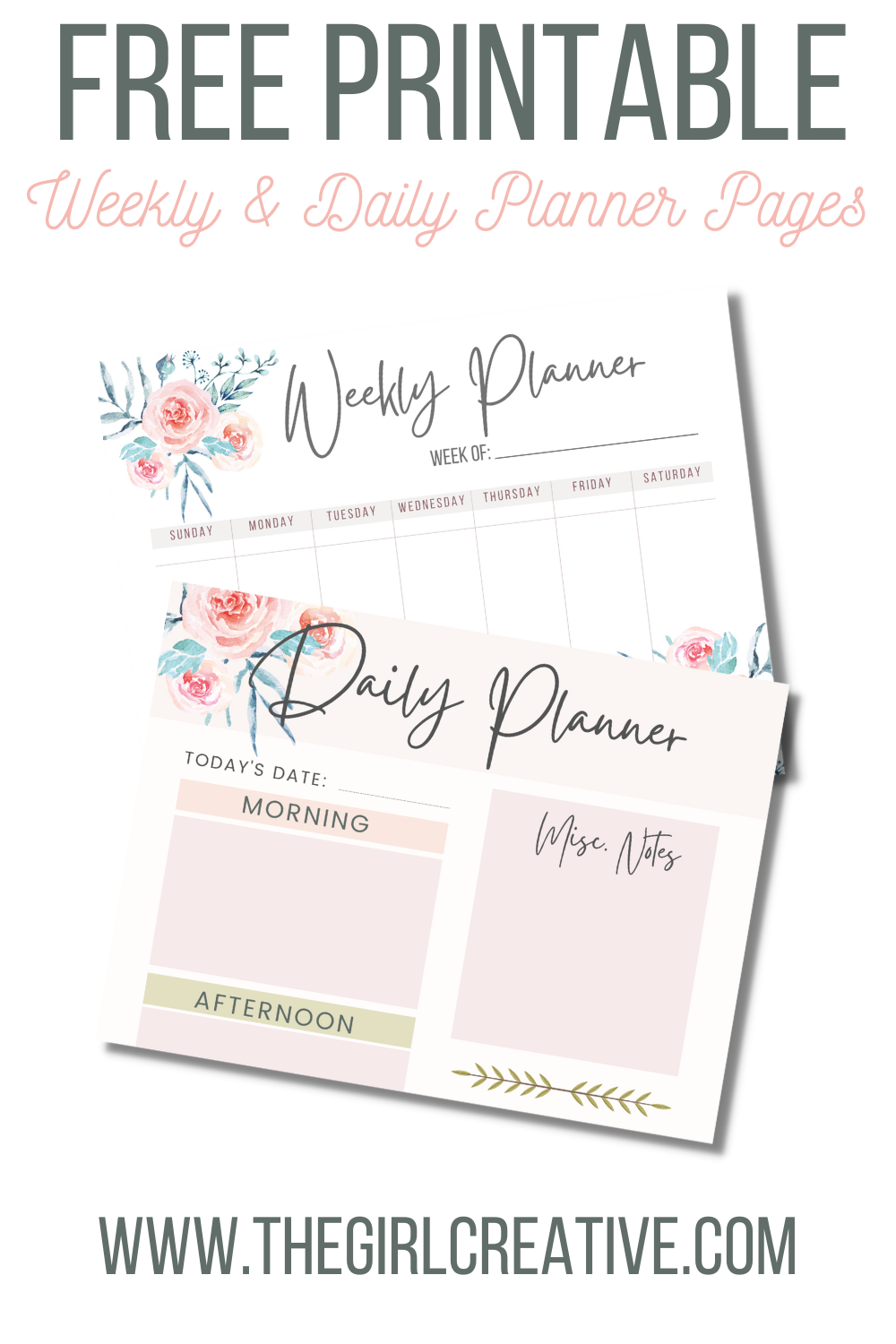Daily and Weekly Planner Pages