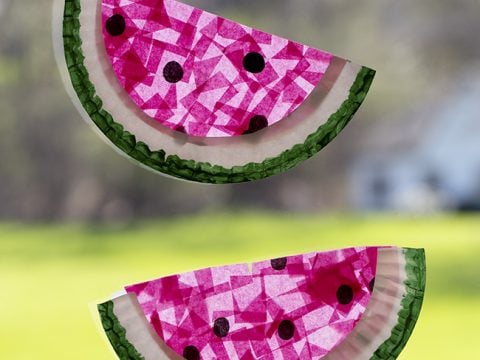 Image for Watermelon Paper Plate Suncatchers