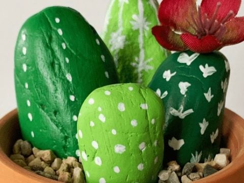 Image for Cactus Rock Painting Craft |  Messy Momma Crafts