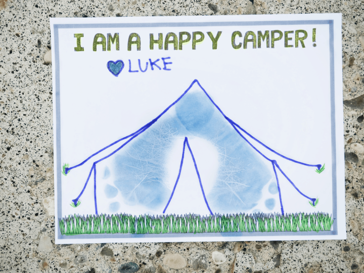 Image for &ldquo;Happy Camper&rdquo; Cute Kids Footprint Craft  | The Crazy Outdoor Mama