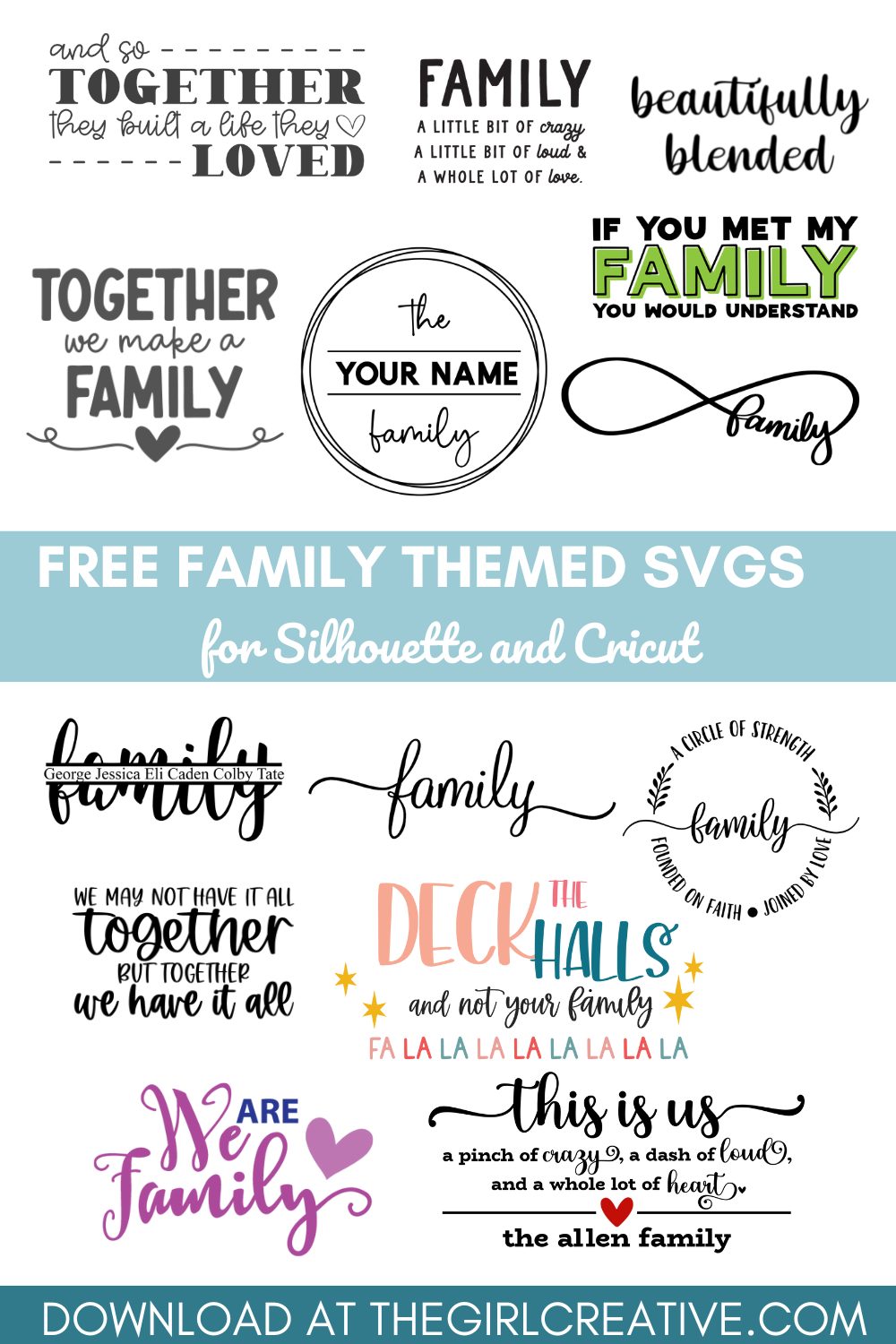 Collage of Family themed svgs
