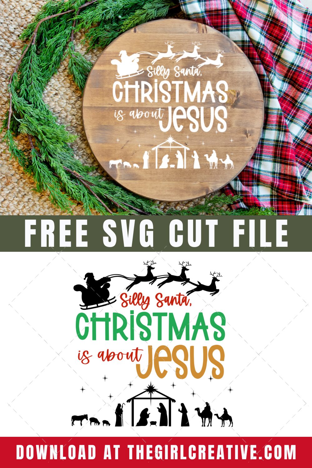 Christmas SVG cut file with santa and Jesus quote