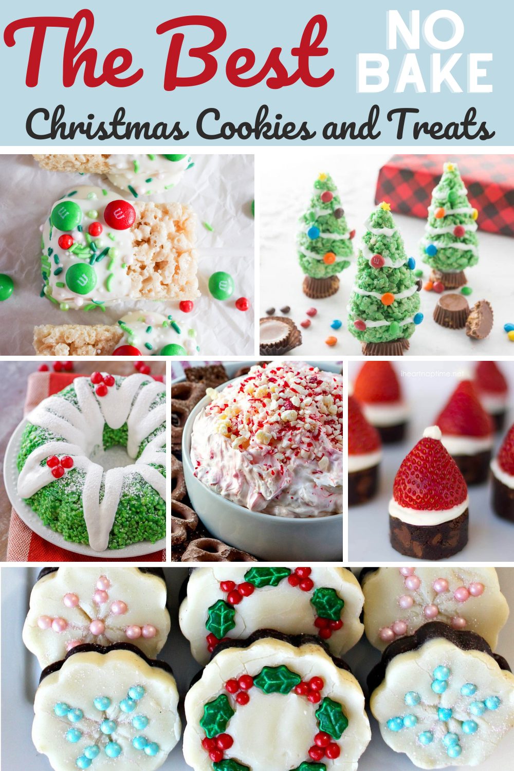 image collage of no bake christmas treats