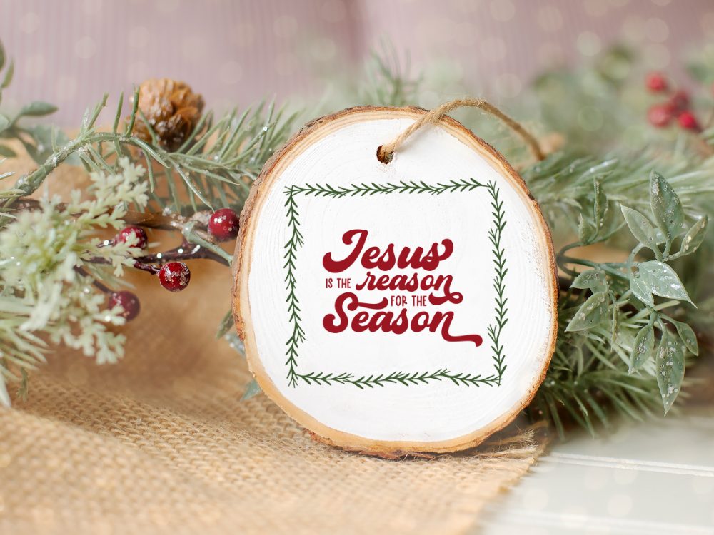 Jesus is the Reason for the Season Wood Slice Christmas Ornament